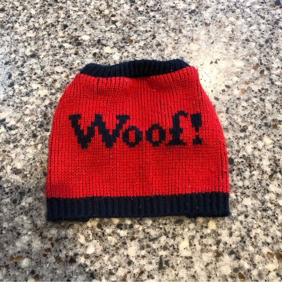 Old Navy Dog Supply Red and Blue Knit Woof Sweater - Size XS